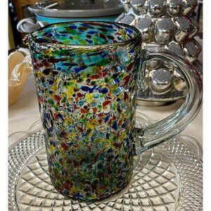 Don Suenos Mexican Glass Confetti Rock Glass Pitcher